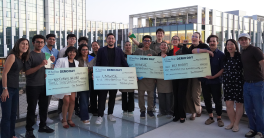 The top student innovators at The Basement's Demo Day 2025 Pitch Competition gather to celebrate their success. 