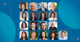 Composite image featuring headshots of sixteen UC San Diego Moores Cancer Center award recipients. Each person is shown from the shoulders up, smiling or in a neutral professional pose, against simple studio or natural backgrounds. The individuals include: Diane Simeone, MD; Suresh Subramani, PhD; John M. Carethers, MD, FAACR; Catheryn Yashar, MD; Zea Borok, MD; Rob Knight, PhD; Angelique Richardson, MD, PhD; Alice Yu, MD, PhD; Kathryn Tringale, MD, MAS; Paula Aristizabal, MD; Rebecca Rakow-Penner, MD, PhD; Soo Park, MD; Hal Hoffman, MD; Quyen Nguyen, MD, PhD; Sandip Patel, MD; and Lyudmila Bazhenova, MD. The image visually represents the group of honorees recognized for national awards, leadership roles, and scientific achievements.