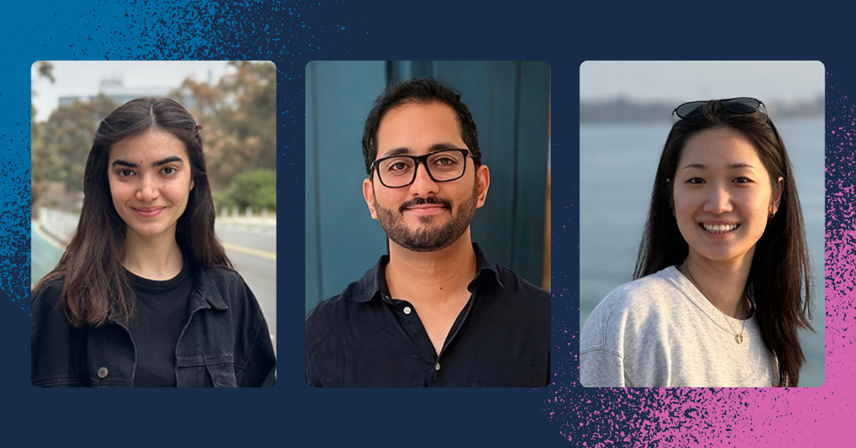Headshots of Arasti, Khalid and Weng