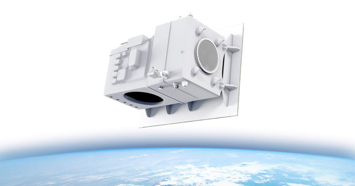 Rendering of a satellite above Earth